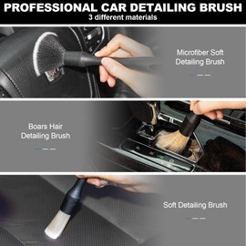 ThinkLearn Car Interior Detailing Kit, Car Cleaning Kit Interior, Including 7Pcs Auto Detailing Brush Set and Storage Bag, Car Accessories Supplies Tools for Auto Truck Cleaning