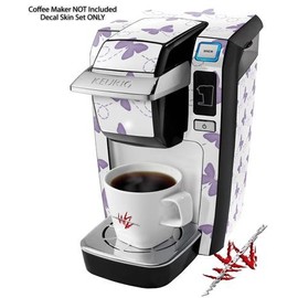 WraptorSkinz Decal Style Vinyl Skin compatible with Keurig K10 / K15 Mini Plus Coffee Makers Pastel Butterflies Purple on White (COFFEE MAKER NOT INCLUDED)