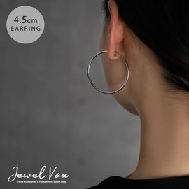 Nickel Free Earrings Hoop Simple Earrings 4.5 cm Metal Allergy jewelvox (Jewel Box) nonho-rupiasu Hoop Earrings - golden
