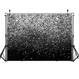WOLADA 7x5FT Silvery Backdrop Glitter Backdrop Silvery Spots Bokeh Backdrop Black and Silvery Backdrop Wedding Backdrop Silvery Backdrop for Parties Vinyl Photography Backdrop FW18
