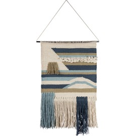 Primitives by Kathy Seaside Woven Wall Hanging, Handmade Bohemian Fringe Tassel Banner, Cotton, 14"W x 22"L