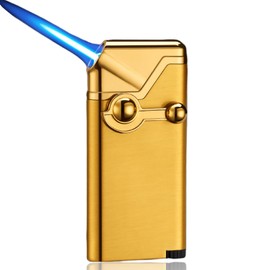 WEQTETJU - Encendedor portátil de metal, encendedor de antorcha de chorro, encendedores recargables para hombres, velas de Navidad de Acción de Gracias (sin combustible butano) (dorado)