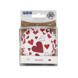 PME Hearts Foil Lined Cupcake Cases - 30 Pack,White