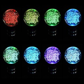 Blueshyhall Glass Crystal Shift Knob Blue Bubble, LED Multicolor Gradient Gear Stick Shifter Lever Handle Universal for at/MT Vehicle