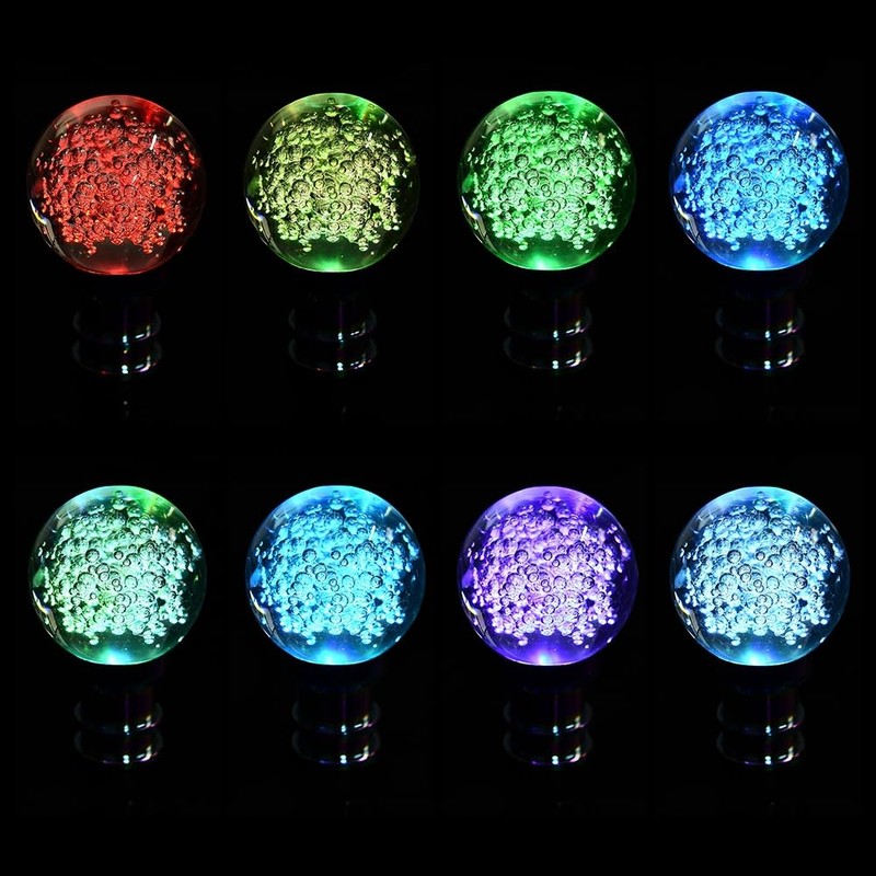 Blueshyhall Glass Crystal Shift Knob Blue Bubble, LED Multicolor Gradient