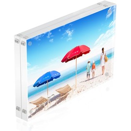 ADColor 6x8 Acrylic Magnetic Picture Frame – Clear Double Sided Floating Display with Strong Magnets – Frameless Desktop Photo Holder for Home, Office, Store, Gift, Decor