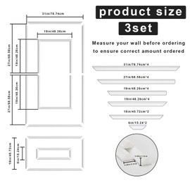 Peel and Stick Wall Molding Trim Kit – 3 Set Premade Accent Wainscoting Panels (31"x 54") | Self Adhesive Wall Panels Frame for Interior Wall Decor – Ideal for Bathroom Living Room, Bedroom
