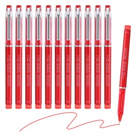 M&G Gel Pen Medium Point 0.5mm, 12 Pack Quick Dry Smooth Red Gel Ink Rollerball Pen for Home Office Writing Note Taking Journaling Business, Style 1