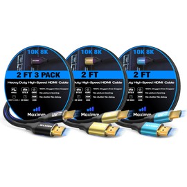 Maximm 8k Hdmi Cable 2ft,HDMI 2.1 Cable, Hdmi Cord Short Hdmi Cable 2 ft, Ultra High Speed Hdmi Cable, 8k 60 HZ (2 Ft, 3 Pack)