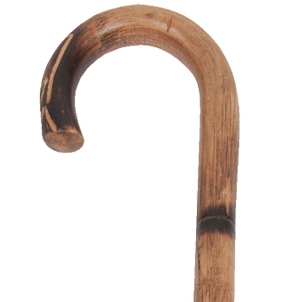 Wood Cane, Round Handle, Crook Style, Walking Aid, Light Mahogany (Round Handle), Large Grip