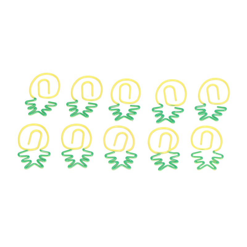100pcs Metallic Paper Clips Green Yellow Ananas Shape Electroplating Process