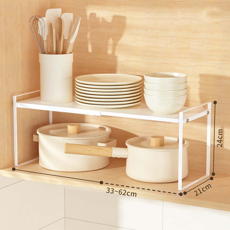 Expandable Kitchen Shelf Organizer Cabinet Countertop Retractable Seasoning Rack