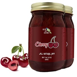 Green Jay Gourmet Cherry Jam - All-Natural Fruit Jam with Cherries & Lemon Juice - Vegan, Gluten-free Jam - Contains No Preservatives or Corn Syrup - Made in USA - 2 x 20 Ounces