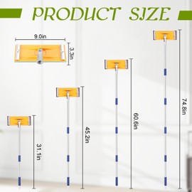 Pole Sander For Drywall,Sanding Pole,31-74-inch Manual Hand Drywall Sander with Extension Pole. Perfect for Painting, Complete with 5pcs Sanding Sheets (60, 100, 180, 240 ，320Grit)