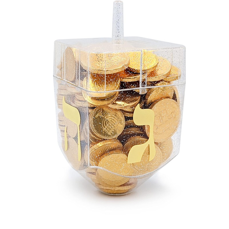 Jumbo Hanukkah Fillable 6.5" Inch Dreidel, Stands Straight on Table,