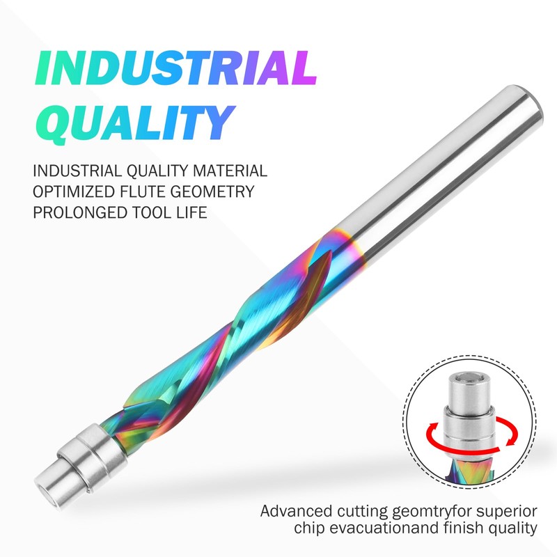 BINSTAK Compression Flush Trim Router Bit 1/4 Shank, Up &