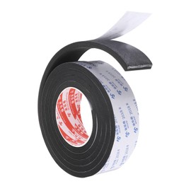 PATIKIL 2m/6.6ft Sealing Foam Tape, 4.5cm Wide 10mm Thick Single Sided Weather Stripping Door Seal Strip for Window Door Insulation, Black
