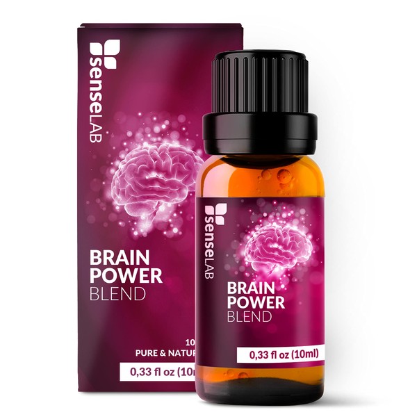 Brain Power Essential Oil Blend 100% Pure Extract with Sandalwood Melissa Cedarwood Frankincense Lavender Helichrysum and Cypress Oil Therapeutic Grade for Aromatherapy Diffuser and Humidifier (10 ml)