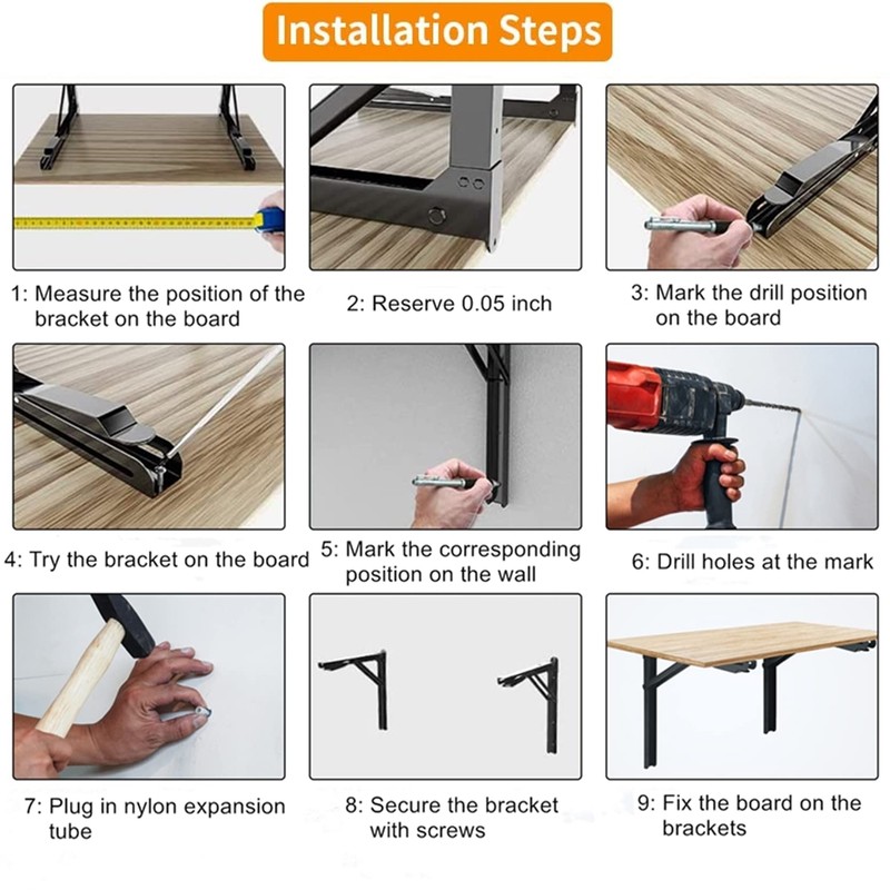 TORACK 24" Folding Shelf Brackets Heavy Duty Shelf Bracket Wall