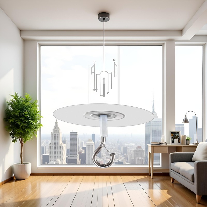 1pc Silver Adhesive Ceiling Hook-Weight-Bearing Stick-On Ceiling Hooks, Sticky Ceiling