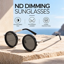 Adjustable Round Polarized Sunglasses for Driving and Outdoor Use – UV400 Lenses with Retro Punk Style for Everyday Wear