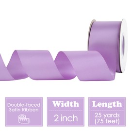 HUIHUANG Lilac Satin Ribbon 2 inch Wide Double Faced Satin Ribbon Lilac Purple Ribbon for Gift Wrapping, Bows Making, Flower Bouquet, DIY Crafts, Bridal Shower, Holiday Party Decor-25 Yards/Roll