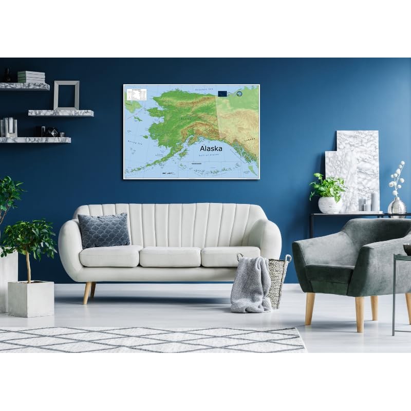 Alaska Physical State Map - 23.3 x 16.5 Inches -