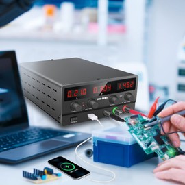 NICE-POWER DC Power Supply Variable: 30V 10A Adjustable Switching Regulated High Precision 4-Digits LED Display 5V/2A USB Port Output & Input Power Cord Bench Lab Power Supplies