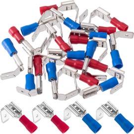 Alpinleux 20 Pcs Semi-Insulated Piggyback Spade Connectors, Female/Male Terminal Connector, Quick Disconnect Piggyback Spade Assortment Kit, 22-14 AWG