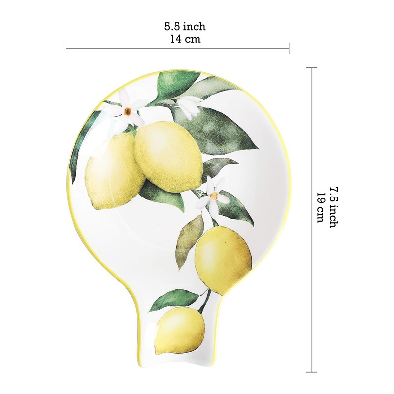 Bico Lemon Dreams Ceramic Spoon Rest, House Warming Gift, Dishwasher