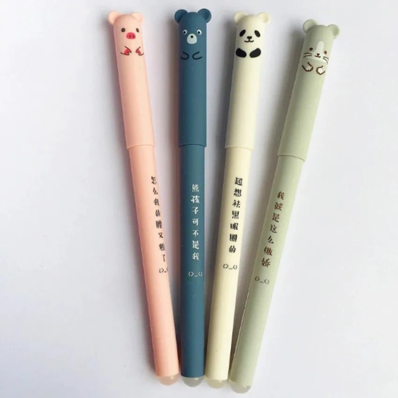 Set De 4 Lapiceros Borrables, Animales Kawaii + 4 Repuestos