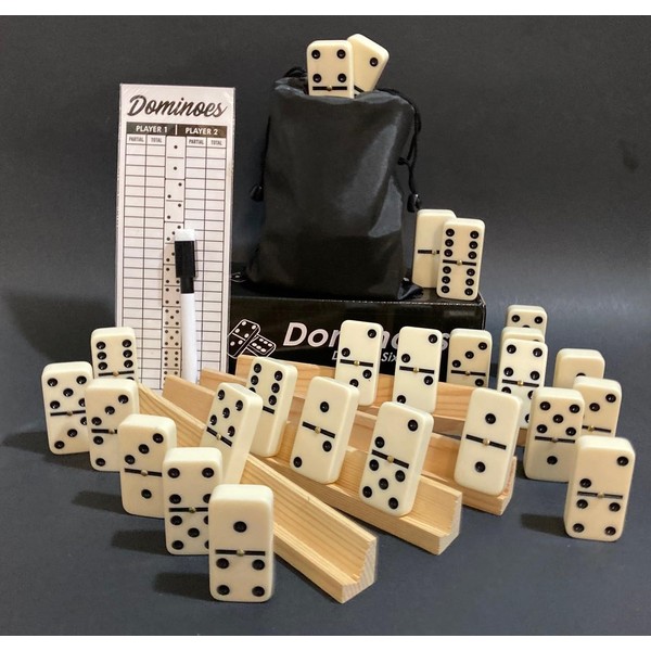 PRK 14 Large Size Double Six Dominoes Set with 4