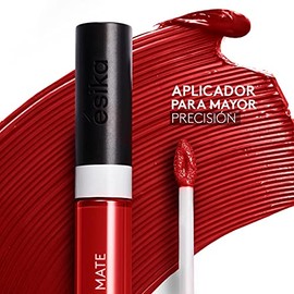 ésika - Hidracolor Matte Labial Líquido Rojo Carmín 6 ml, 36 Horas de Hidratación, No Transfer, 24 Horas de Color, de Larga Duración, Labial Mate con 