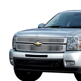 APS Premium Stainless Steel Chrome Horizontal Billet Grille Compatible with 2007-2013 Chevy Silverado 1500 Main Upper N19-S66756C