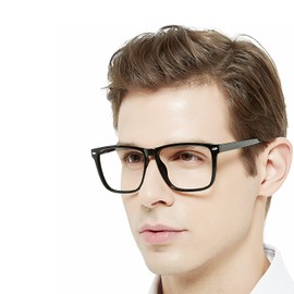 MARE AZZURO Extra Large Square Reading Glasses Men Oversized Readers Big Face 1.0 1.25 1.5 1.75 2.0 2.25 2.5 2.75 3.0 3.5 4.0 5.0 6.0 (Black, 1.25)
