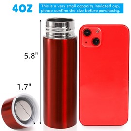 Acshio 4 Pack Mini Stainless Steel Water Bottles, 4 Oz Small Insulated Purse Pocket Water Bottle, Portable Slim Leak-proof Hot Cold Drink Flask for Travel, Sport, Camping