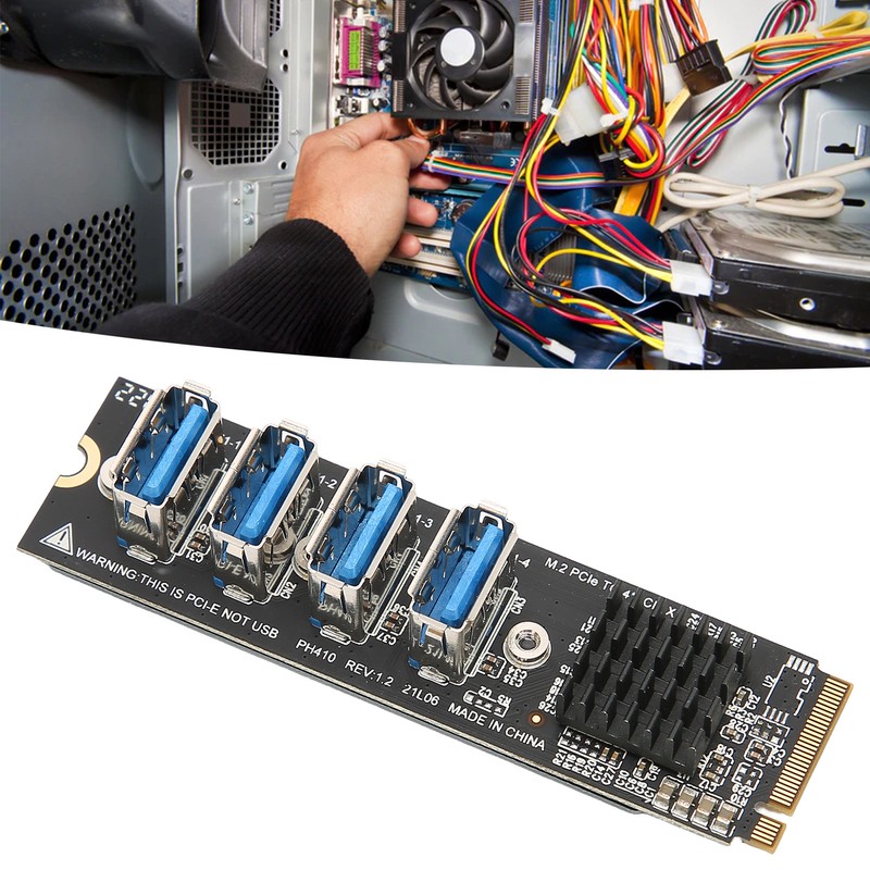 M.2 to PCIe Expansion Card PCIE 4 Ports Strong Anti