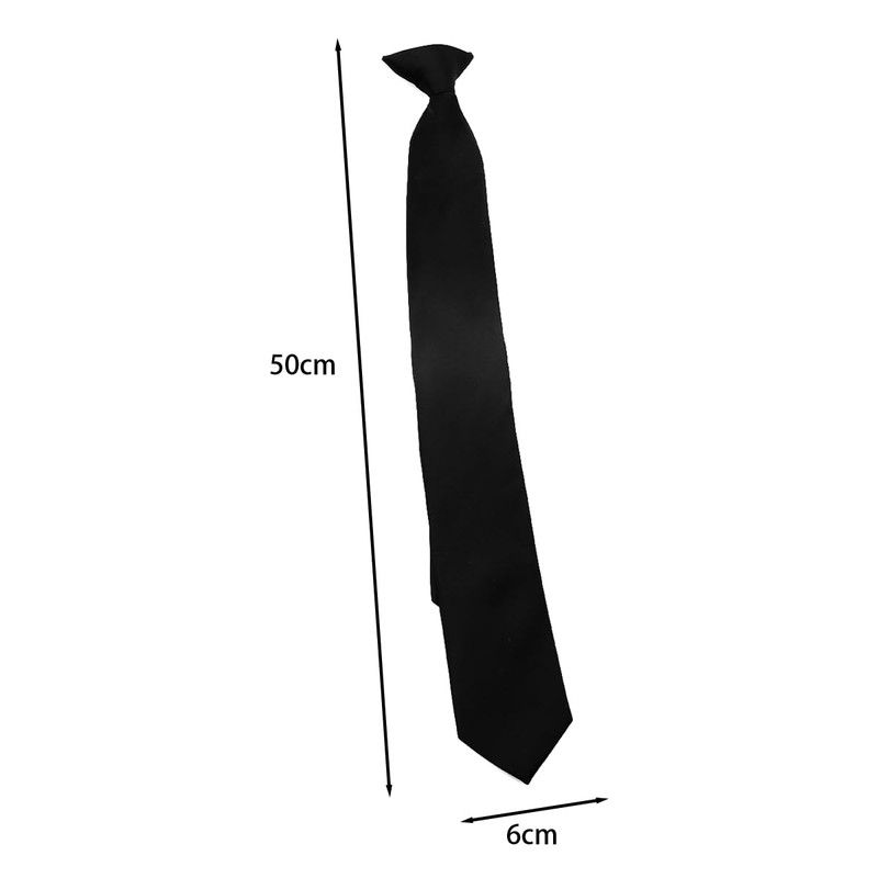 Ieron Clip-on Black Ties,Solid Uniform Pre-tied Neck Strap Tie Black