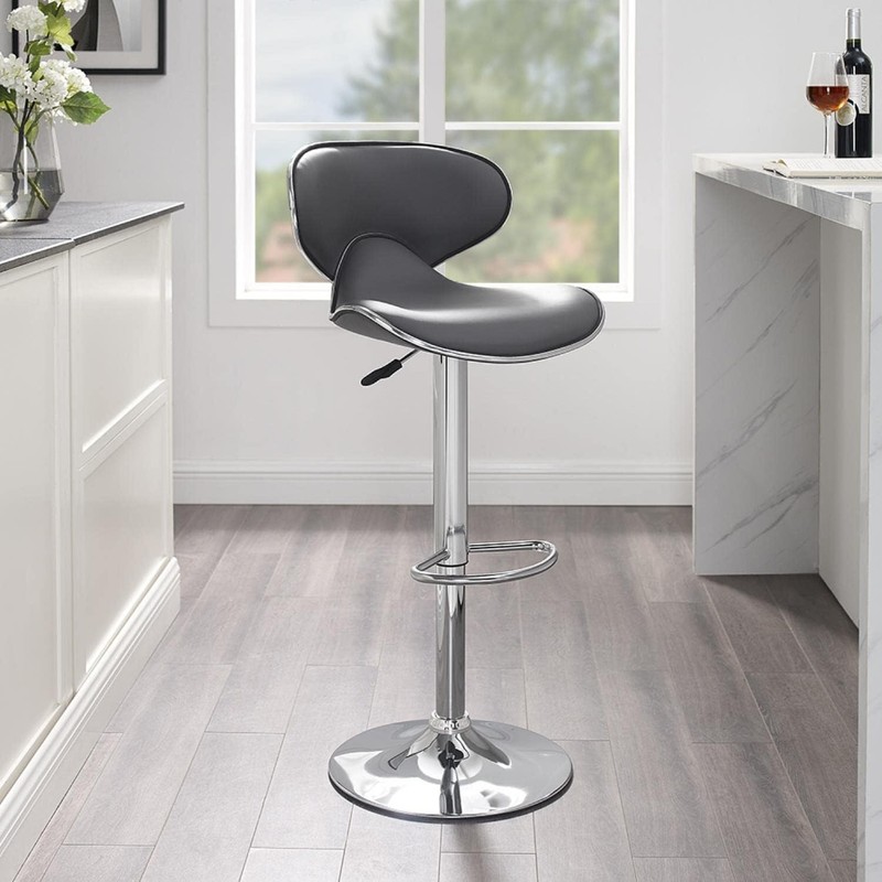 Powell Adjustable Barstool, Chrome and Grey