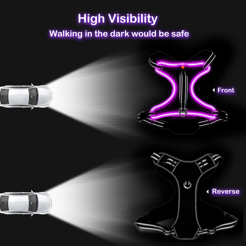 Vizbrite Light Up Dog Harness, No Pull LED Dog Harness