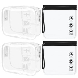 4 Pcs Clear Travel Toiletry Bag, Wash Bag for Airport Security Liquids, Approved Hand Luggage Regulations Waterproof Liquids Wash Bags Travel Essentials for Women/Men