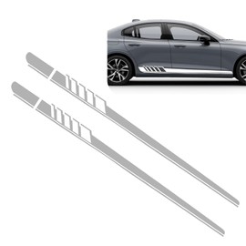 Nowkont 2 PCS Car Side Body Long Stripes Decals, 4.52In x 88.58In Vehicle Side Door Decorative Stripes, Universal Automotive Exterior Stickers Accessories for Most SUV Truck Car (White)