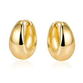 Salanda Gold Hoop Earrings for Women,Small Huggie 18K Gold Plated Earring Hypoallergenic Gold Earrings for Women Girls 028/18mm