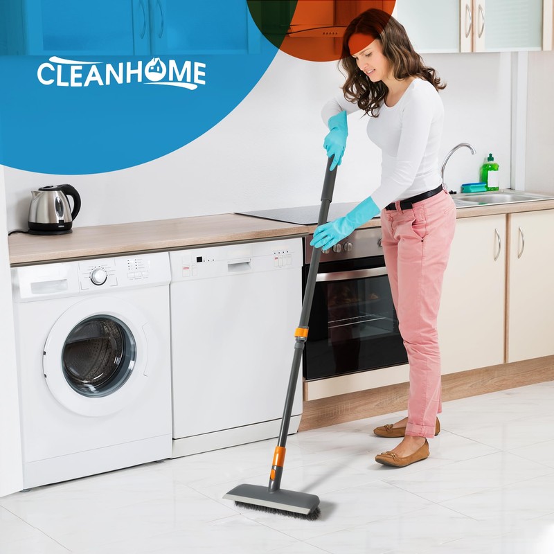 CLEANHOME Floor Scrub Brush Tile Tub Scrubber Brush with 4