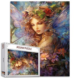 Tucocoo Flower Fairy Female Jigsaw Puzzle 1000 Pieces Puzzles for Adults, Butterfly Girl Portraits Art Jigsaw Puzzles for Challenging Family Activity Games DIY Puzzle for Home Decor Gifts