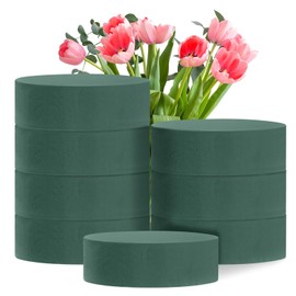 8 Pcs Round Floral Foam Blocks, 4.7 inch Plant Flower Foam, Green Flower Foam for Fresh or Artificial Flower Arrangements, Florist Foam for DIY Crafts, Wedding, Birthdays, Home Decor