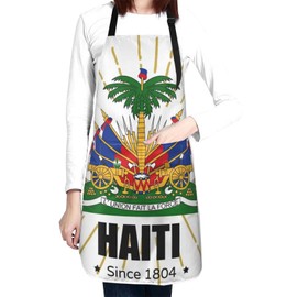ROSIHODE Cute Haiti Flag Apron with 2 Pockets for Women Men Adjustable Haitian Cooking Kitchen Aprons for Gardening