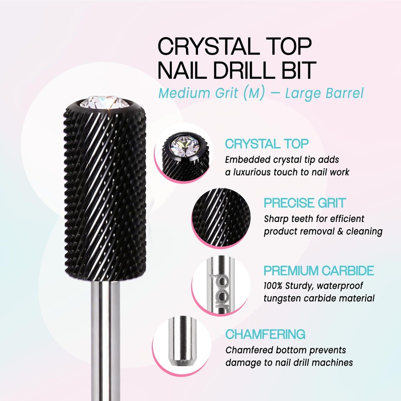 PANA Crystal Top Nail Drill Bits - 3/32'' Large Barrel