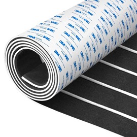 Fullfire EVA Foam Boat Flooring Sheet – Faux Teak Marine Decking with Adhesive Backing, Non-Slip Waterproof Boat Deck Pad for Yacht, RV, Jet Ski, Kayak – Easy to Install & Cut (Black, 94" x 16")