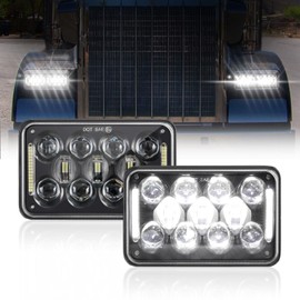 Auxbeam 4x6 LED Headlights Rectangular Headlamps with DRL High Low Beam DOT Approved Replacement for H4651 H4652 H4656 H4666 H6545 Compatible with Peterbil Kenworth Freightliner Ford Trucks 2Pcs